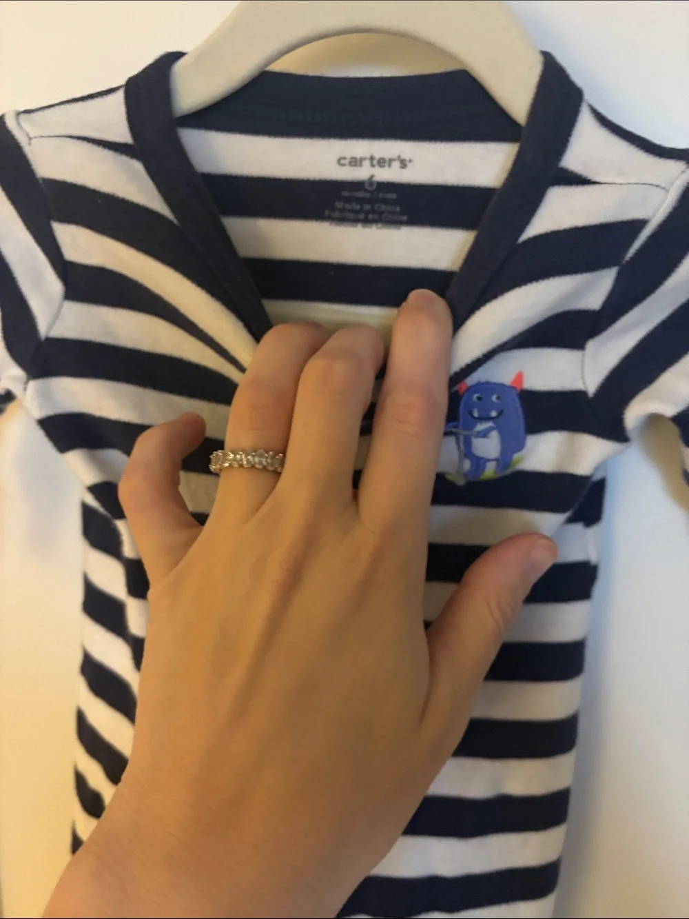 Carter’s Baby Boy Striped Navy and White Baby One-Piece Blue Monster 6 Months